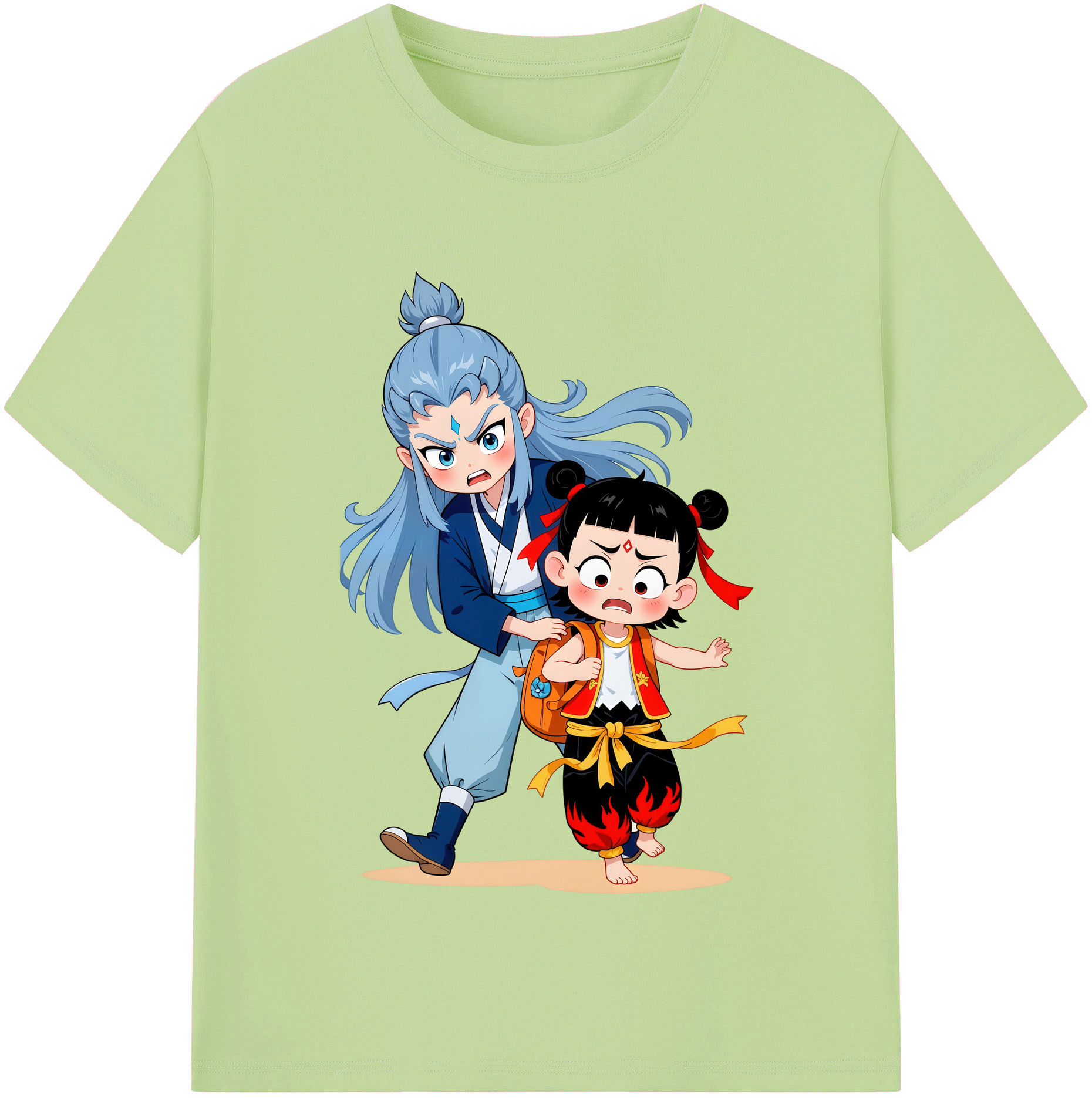 （画像用） Ne Zha 2 ナタ 魔童の大暴れ 綿100％半袖Tシャツ（フロントプリント）